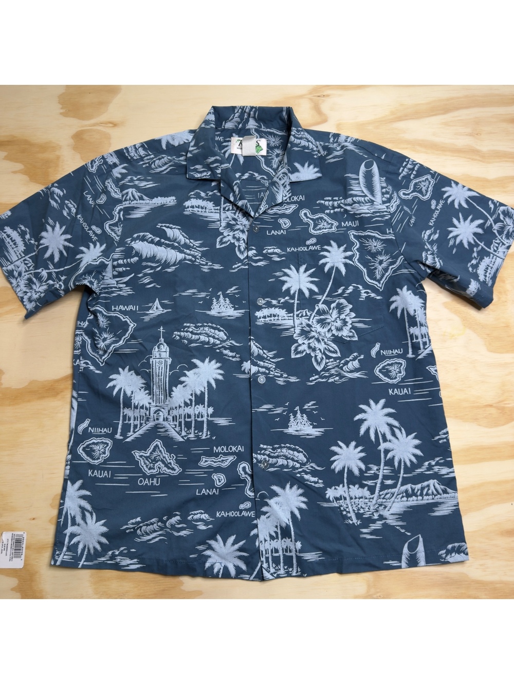Vintage Blue Made in USA Hawaiian Shirt Size XL